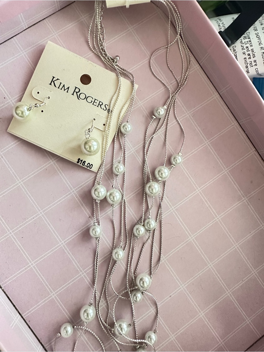 Kim Rogers White Pearl Multi-Strand Necklace & Earring Set